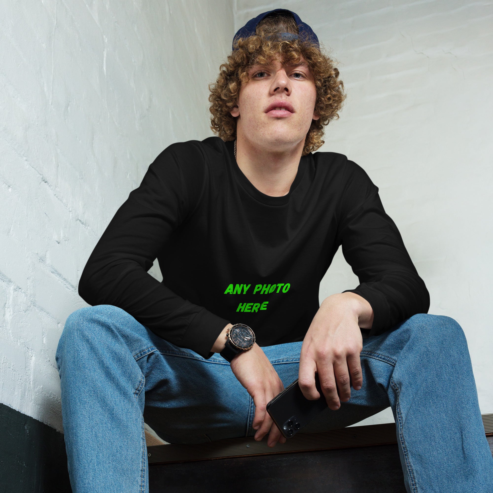VOCE LINDX Long Sleeve Tee – Upload Your Photo or Design – 100% Cotton Jersey, Comfortable & Customisable