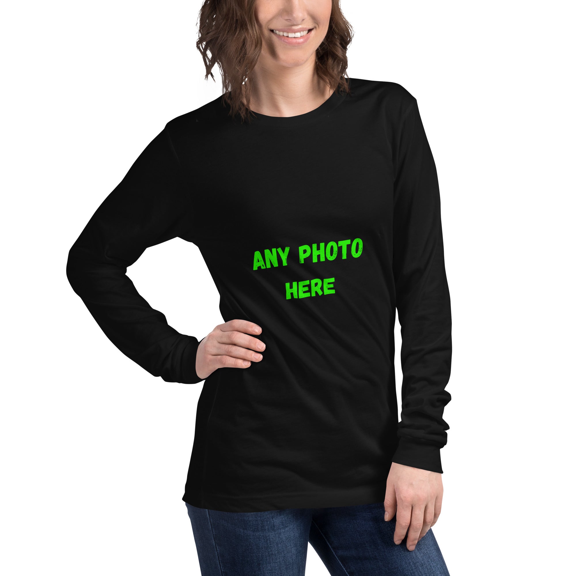 VOCE LINDX Long Sleeve Tee – Upload Your Photo or Design – 100% Cotton Jersey, Comfortable & Customisable