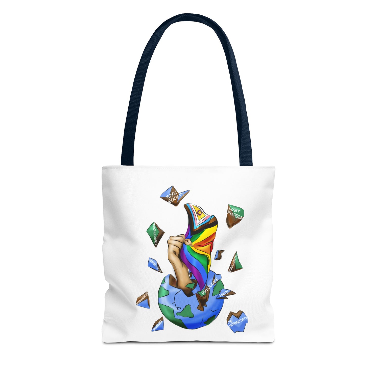 Progress Pride Flag Tote Bag – Breaking Barriers Art, Durable Polyester, Multiple Sizes | Inclusive LGBTQIA+ Accessory | Voce Lindx