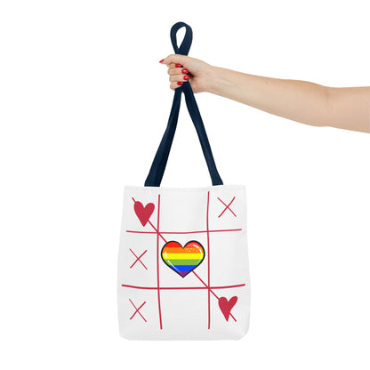 Rainbow Love Tote Bag – Tic Tac Toe Heart, Durable Polyester, Multiple Sizes | Inclusive LGBTQIA+ Accessory | Voce Lindx