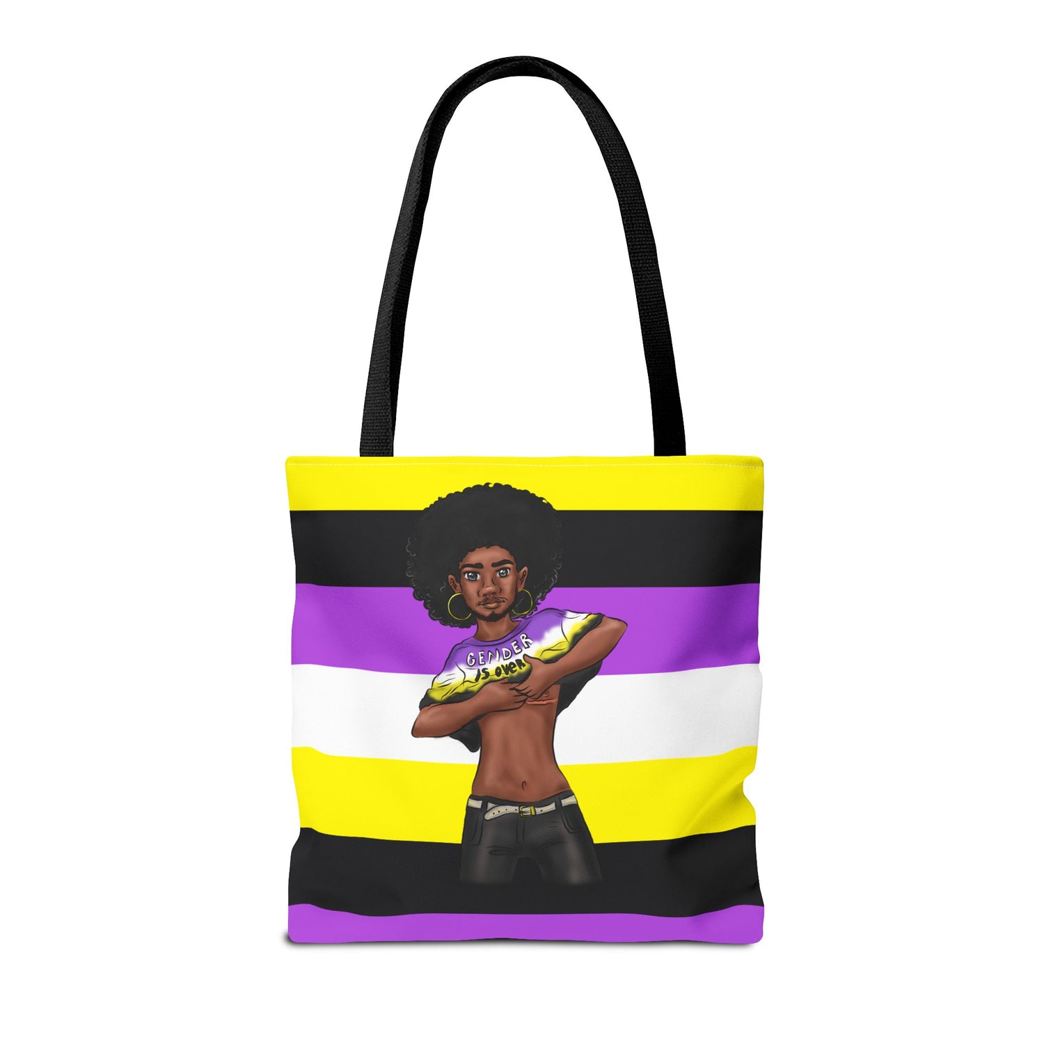 Nonbinary Pride Tote Bag – “Gender Is Over” Art, Durable Polyester, Multiple Sizes | Inclusive LGBTQIA+ Accessory | Voce Lindx