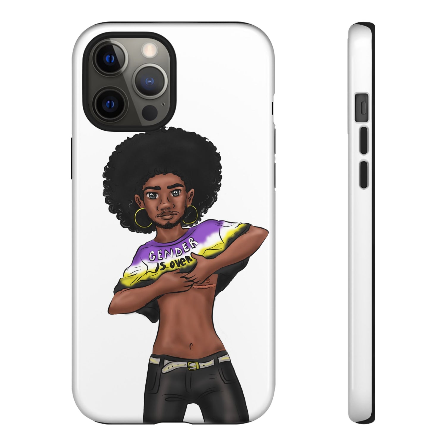 Gender Is Over Tough Phone Case – Gender-Free, Black Representation Art, Dual Layer Protection | Voce Lindx