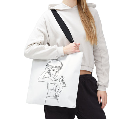 They Pronoun Tote Bag – Gender-Free, Black Line Art, Durable Polyester, Multiple Sizes | Inclusive LGBTQIA+ Accessory | Voce Lindx