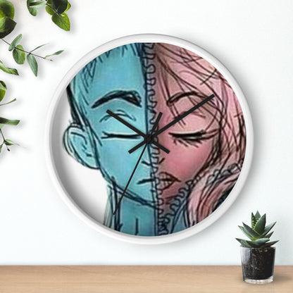 VOCE LINDX Wall Clock – Gender Expression Split Face Art – Silent Mechanism – Decorative Indoor Timepiece