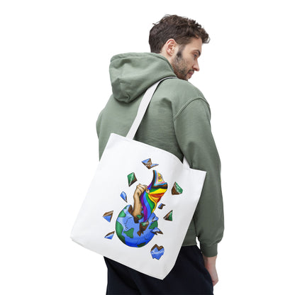 Progress Pride Flag Tote Bag – Breaking Barriers Art, Durable Polyester, Multiple Sizes | Inclusive LGBTQIA+ Accessory | Voce Lindx