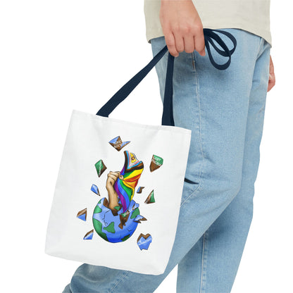 Progress Pride Flag Tote Bag – Breaking Barriers Art, Durable Polyester, Multiple Sizes | Inclusive LGBTQIA+ Accessory | Voce Lindx