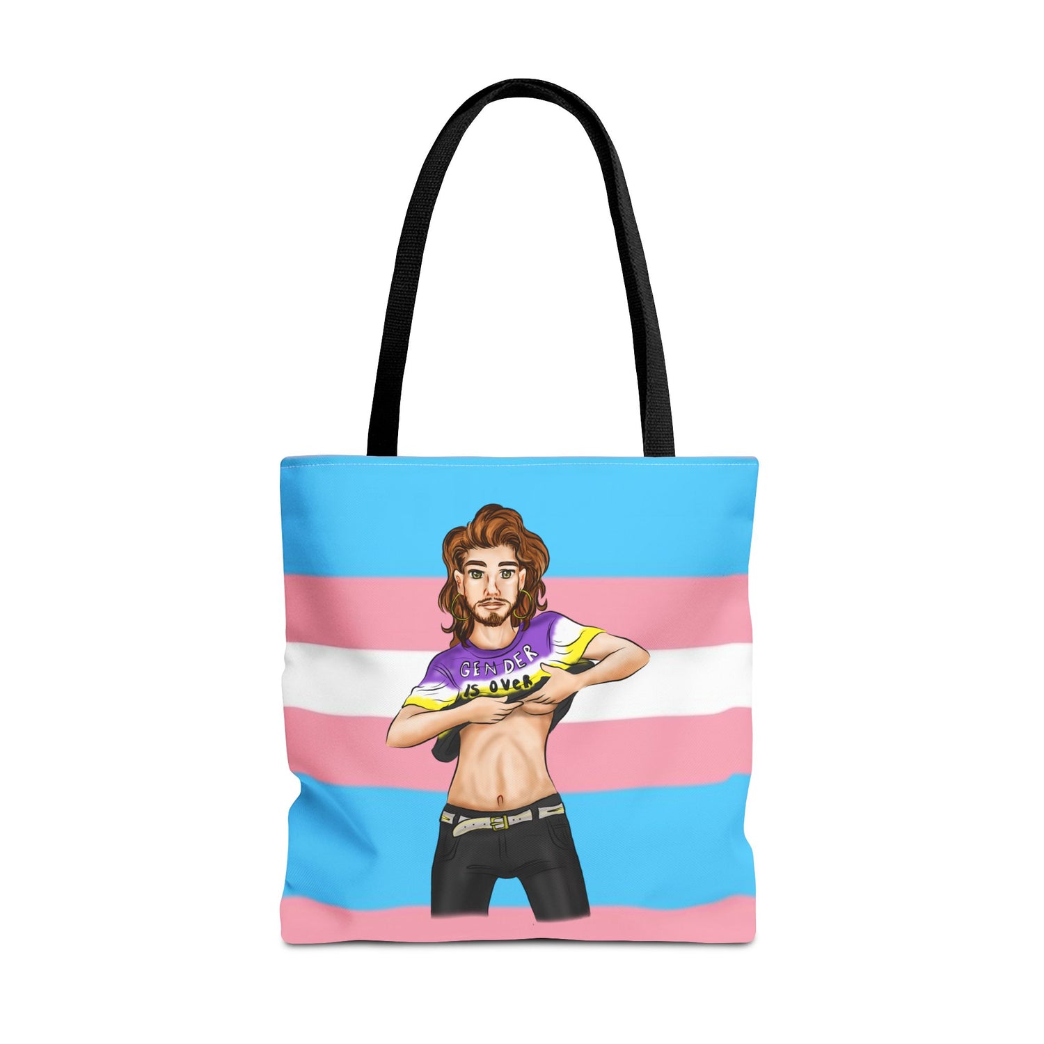 Trans Pride Tote Bag – “Gender Is Over” Art, Durable Polyester, Multiple Sizes | Inclusive LGBTQIA+ Accessory | Voce Lindx