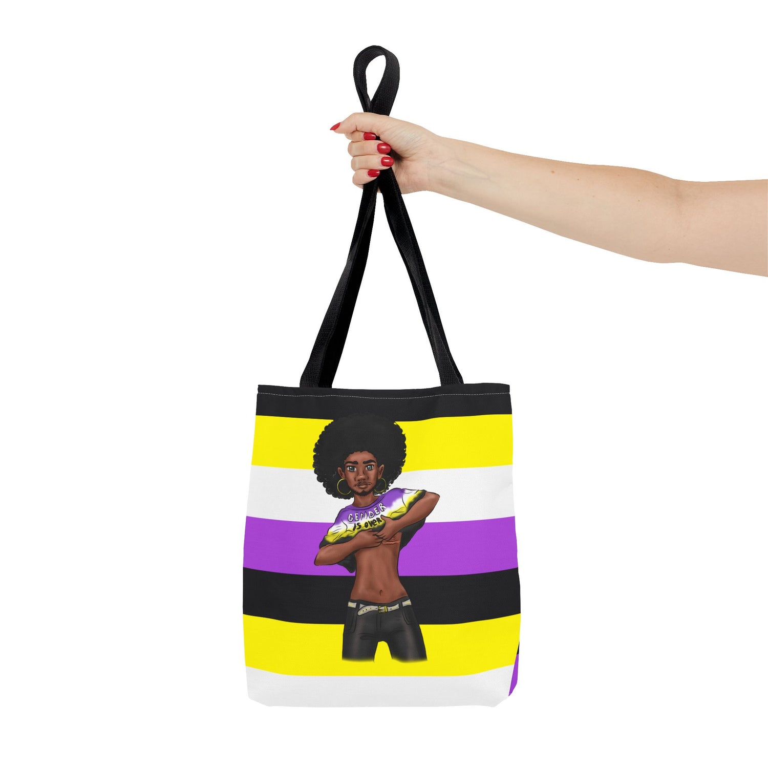Nonbinary Pride Tote Bag – “Gender Is Over” Art, Durable Polyester, Multiple Sizes | Inclusive LGBTQIA+ Accessory | Voce Lindx