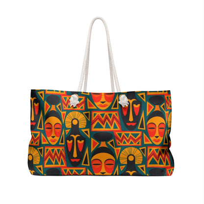 African Faces Weekender Bag – Oversized, Durable Polyester, Rope Handles | Inclusive Travel Tote | Voce Lindx