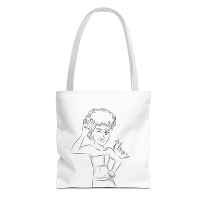 They Pronoun Tote Bag – Gender-Free, Black Line Art, Durable Polyester, Multiple Sizes | Inclusive LGBTQIA+ Accessory | Voce Lindx