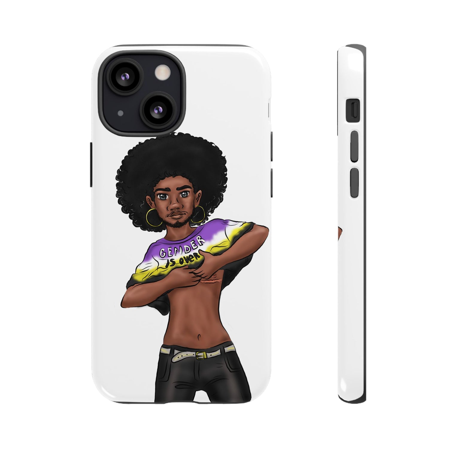 Gender Is Over Tough Phone Case – Gender-Free, Black Representation Art, Dual Layer Protection | Voce Lindx