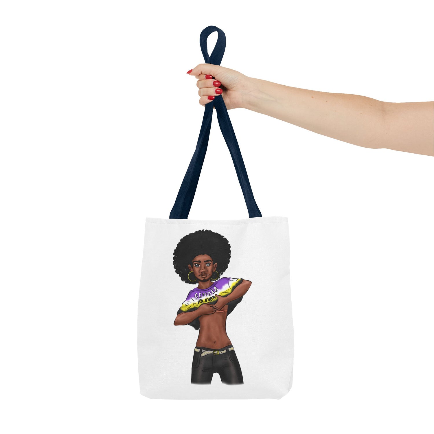 Gender Is Over Tote Bag – Gender-Free, Black Representation Art, Durable Polyester, Multiple Sizes | Inclusive LGBTQIA+ Accessory | Voce Lindx