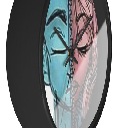 VOCE LINDX Wall Clock – Gender Expression Split Face Art – Silent Mechanism – Decorative Indoor Timepiece