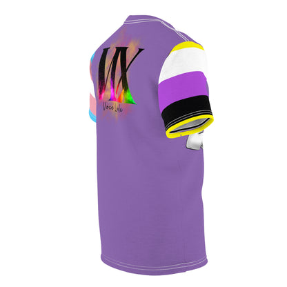HE Gender-Free Pride Tee – Trans &amp; Nonbinary Flag Sleeves, Inclusive LGBTQIA+ Fashion | Voce Lindx