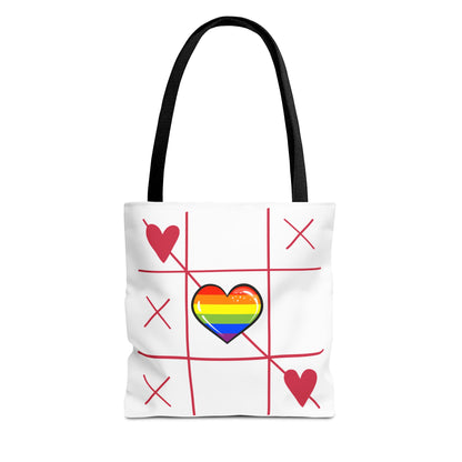 Rainbow Love Tote Bag – Tic Tac Toe Heart, Durable Polyester, Multiple Sizes | Inclusive LGBTQIA+ Accessory | Voce Lindx