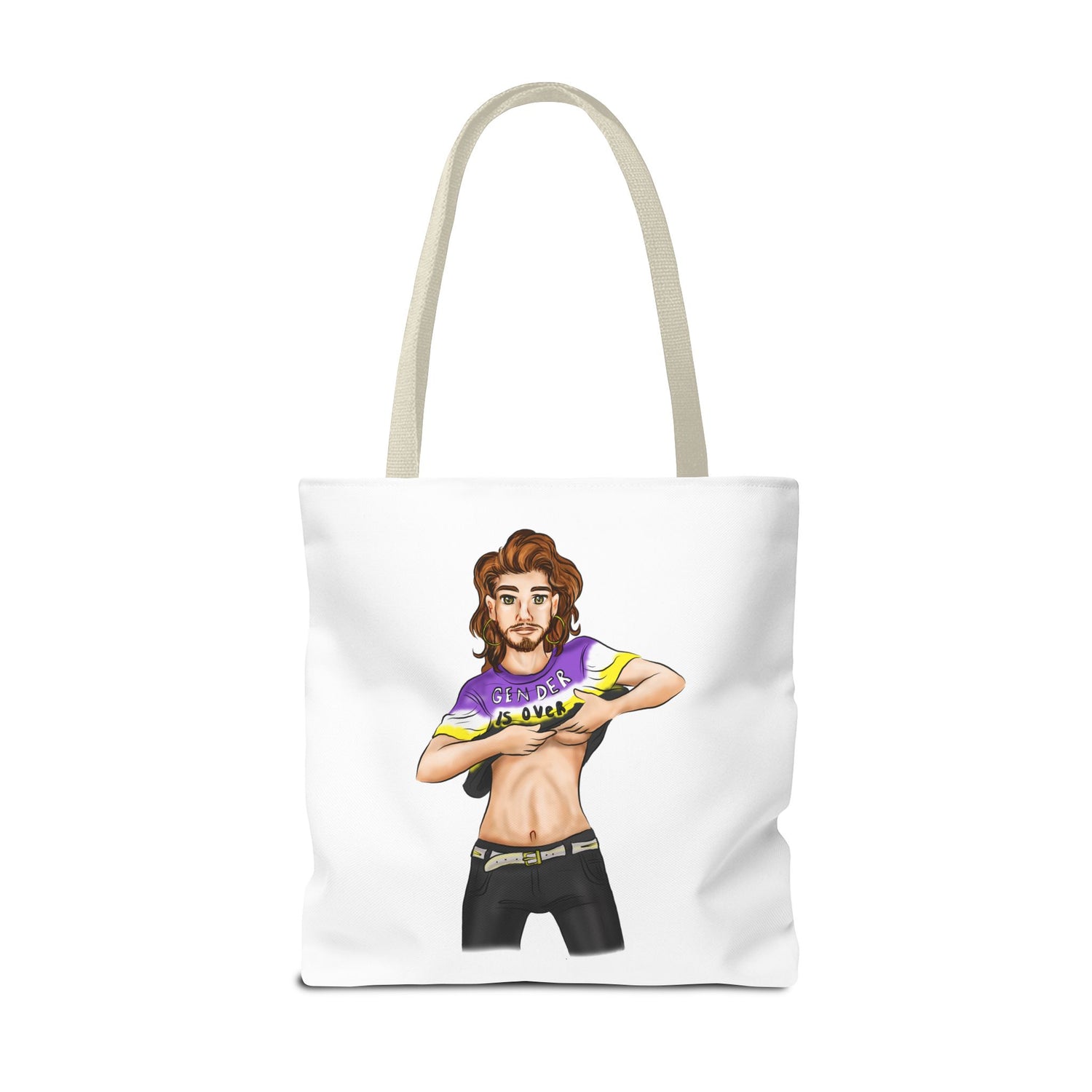 Nonbinary Pride Tote Bag – “Gender Is Over” Art, Durable Polyester, Multiple Sizes | Inclusive LGBTQIA+ Accessory | Voce Lindx