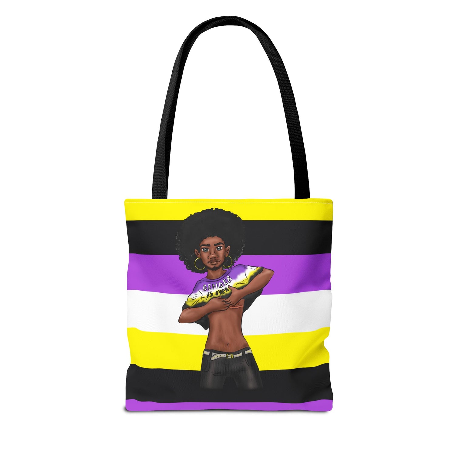 Nonbinary Pride Tote Bag – “Gender Is Over” Art, Durable Polyester, Multiple Sizes | Inclusive LGBTQIA+ Accessory | Voce Lindx