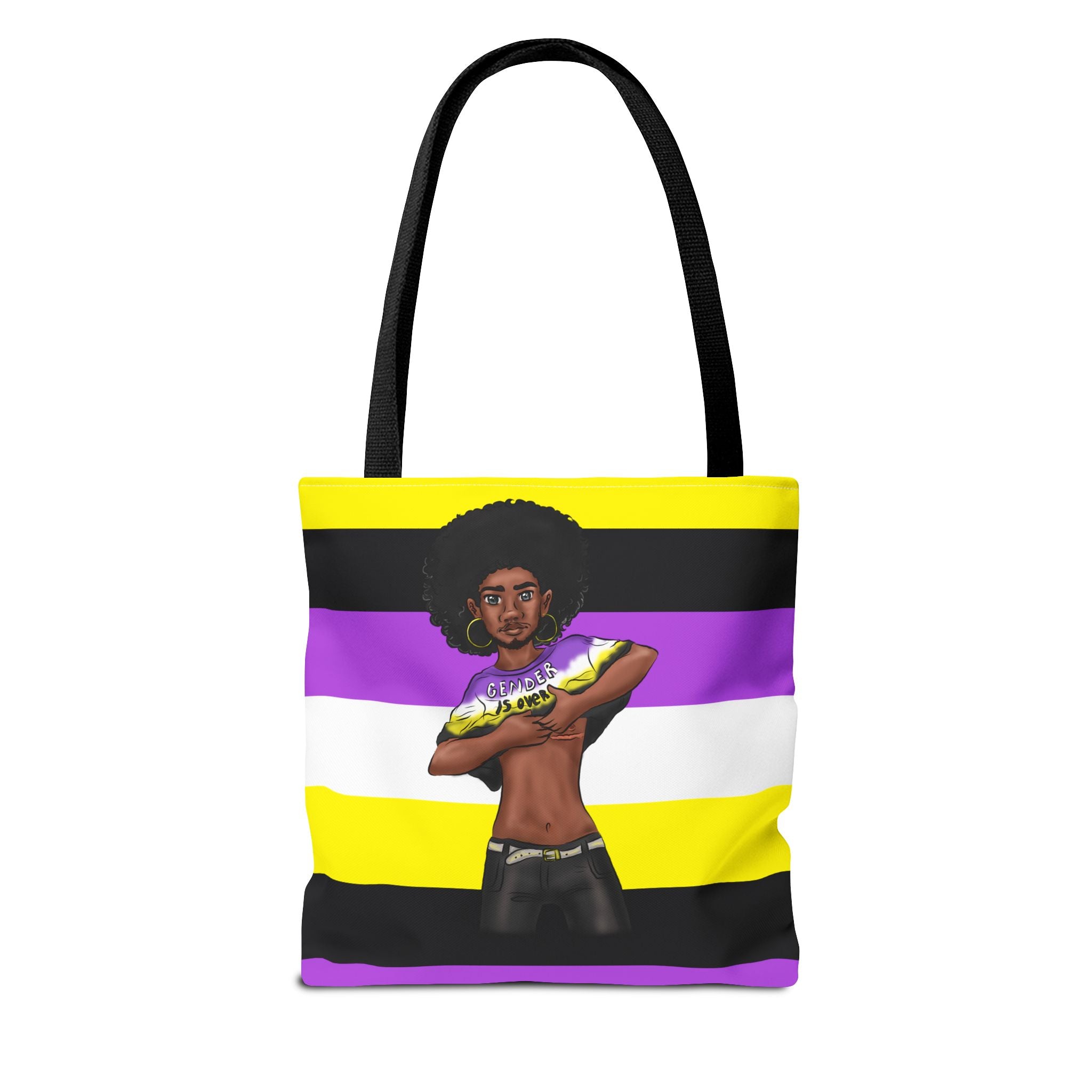 Nonbinary Pride Tote Bag – “Gender Is Over” Art, Durable Polyester, Multiple Sizes | Inclusive LGBTQIA+ Accessory | Voce Lindx