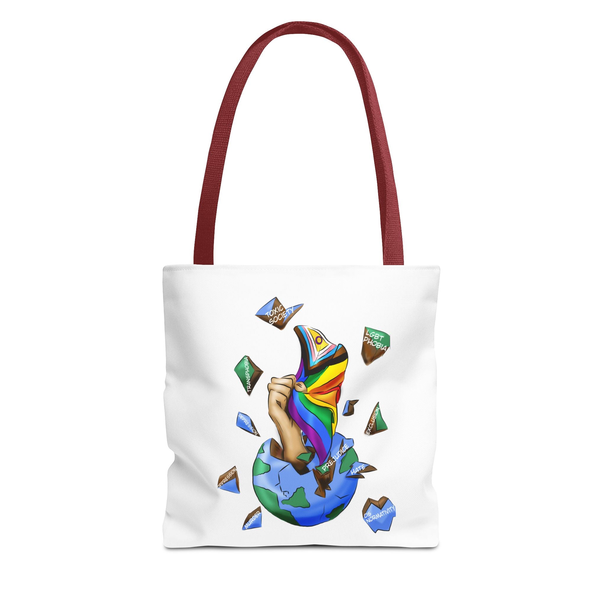 Progress Pride Flag Tote Bag – Breaking Barriers Art, Durable Polyester, Multiple Sizes | Inclusive LGBTQIA+ Accessory | Voce Lindx