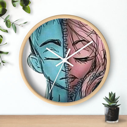 VOCE LINDX Wall Clock – Gender Expression Split Face Art – Silent Mechanism – Decorative Indoor Timepiece
