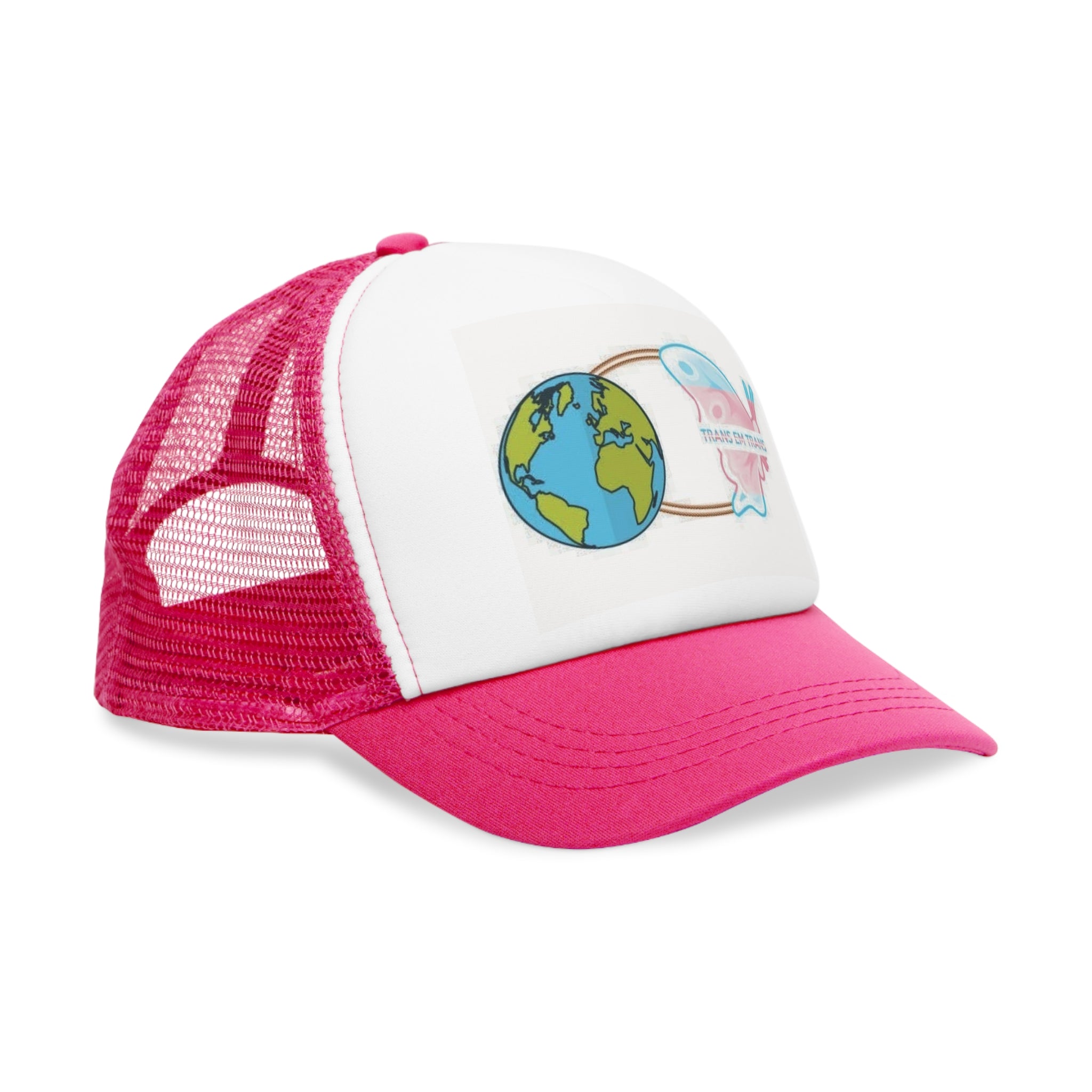 Trans Em Trans Mesh Cap – Gender-Free, Adjustable, Inclusive Pride Hat | Voce Lindx