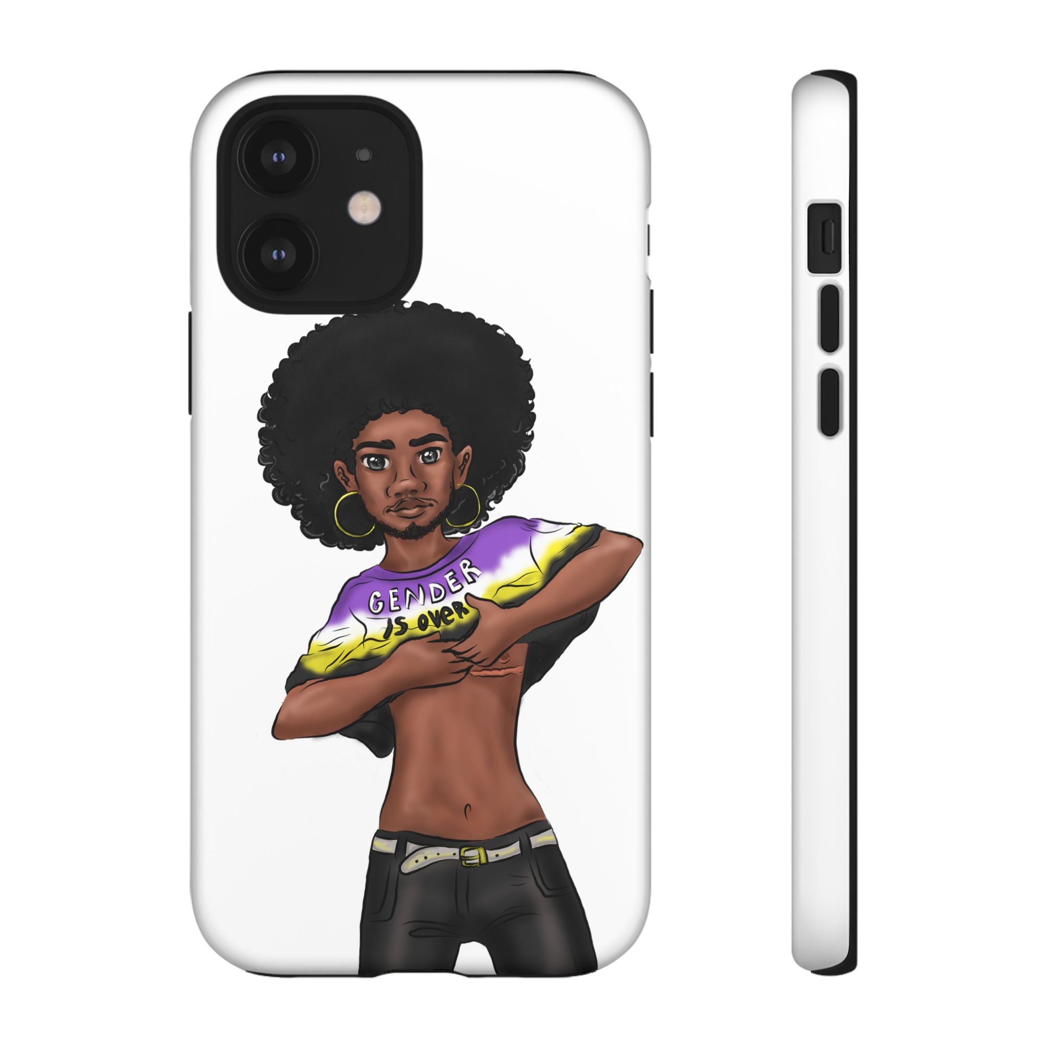 Gender Is Over Tough Phone Case – Gender-Free, Black Representation Art, Dual Layer Protection | Voce Lindx