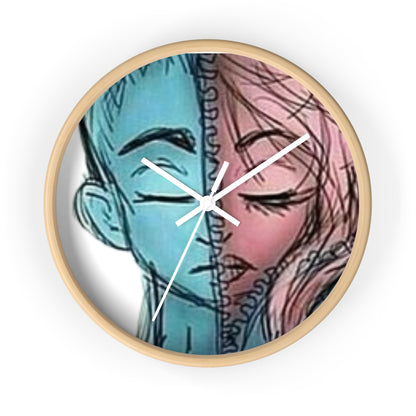 VOCE LINDX Wall Clock – Gender Expression Split Face Art – Silent Mechanism – Decorative Indoor Timepiece
