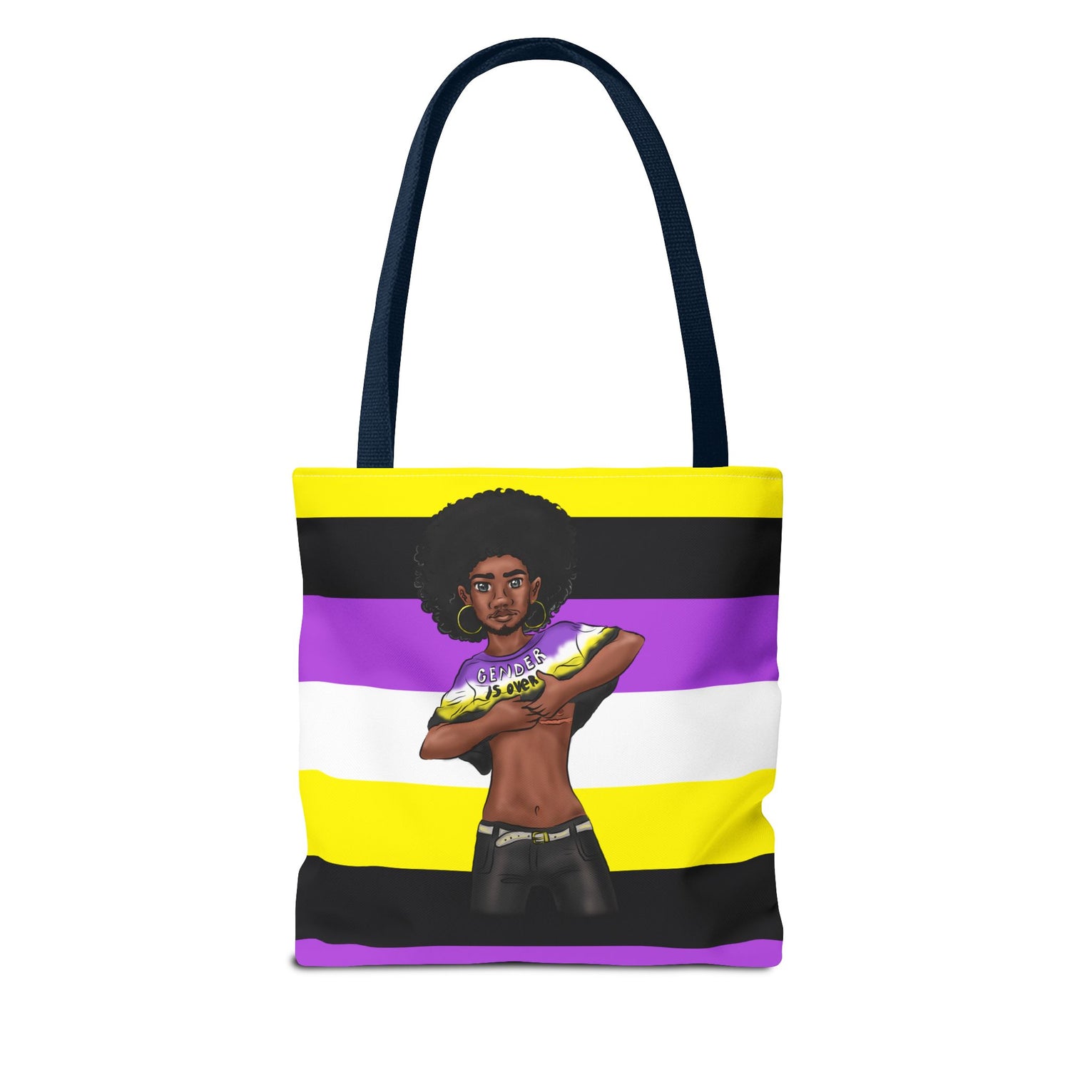 Nonbinary Pride Tote Bag – “Gender Is Over” Art, Durable Polyester, Multiple Sizes | Inclusive LGBTQIA+ Accessory | Voce Lindx