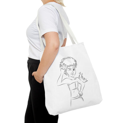 They Pronoun Tote Bag – Gender-Free, Black Line Art, Durable Polyester, Multiple Sizes | Inclusive LGBTQIA+ Accessory | Voce Lindx