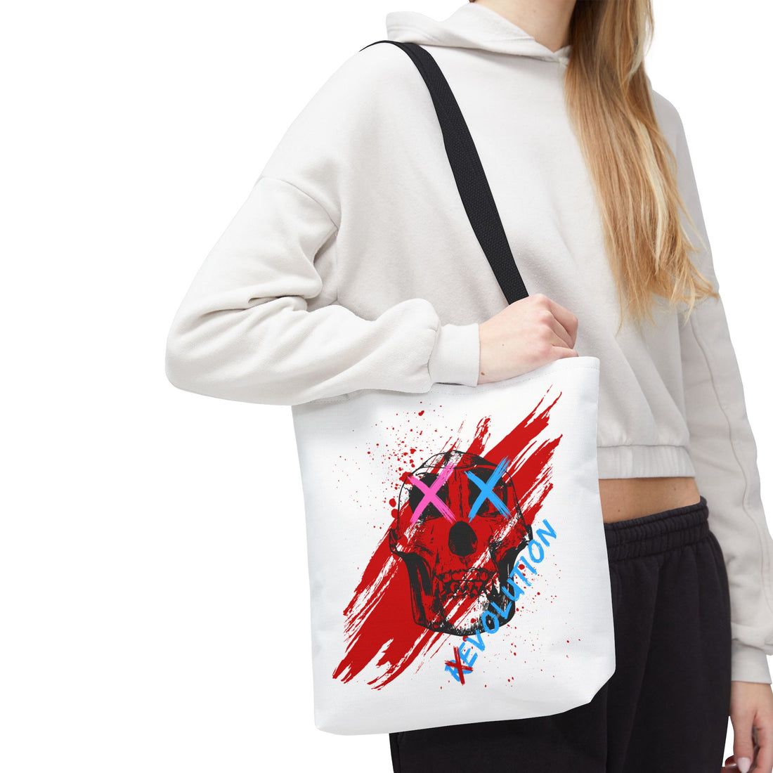 X Revolution Tote Bag – Gender-Free, Skull Art, Durable Polyester, Multiple Sizes | Inclusive LGBTQIA+ Accessory | Voce Lindx