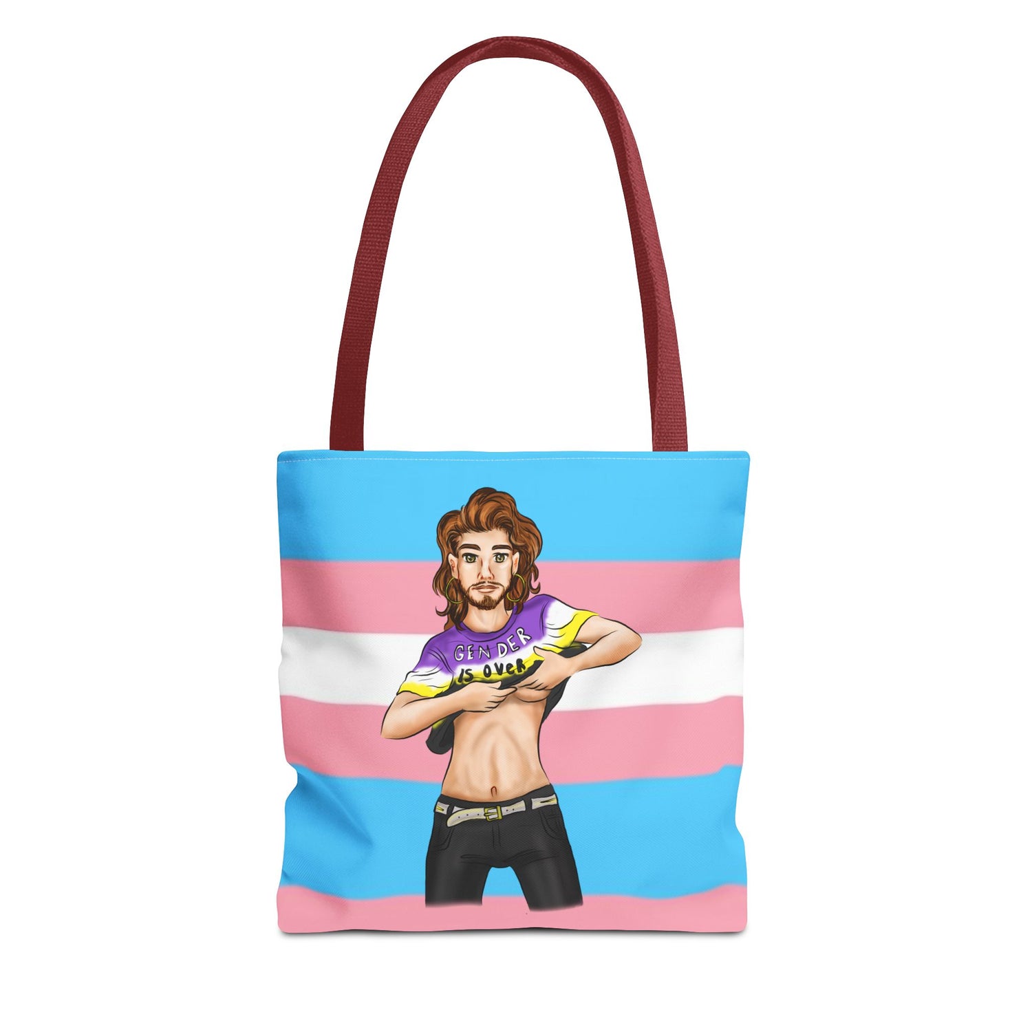 Trans Pride Tote Bag – “Gender Is Over” Art, Durable Polyester, Multiple Sizes | Inclusive LGBTQIA+ Accessory | Voce Lindx