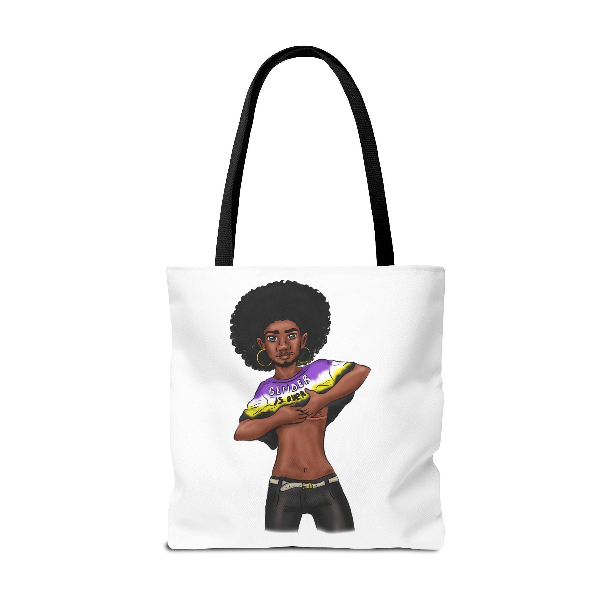 Gender Is Over Tote Bag – Gender-Free, Black Representation Art, Durable Polyester, Multiple Sizes | Inclusive LGBTQIA+ Accessory | Voce Lindx