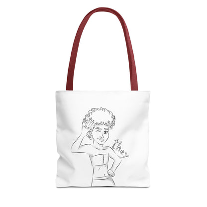 They Pronoun Tote Bag – Gender-Free, Black Line Art, Durable Polyester, Multiple Sizes | Inclusive LGBTQIA+ Accessory | Voce Lindx