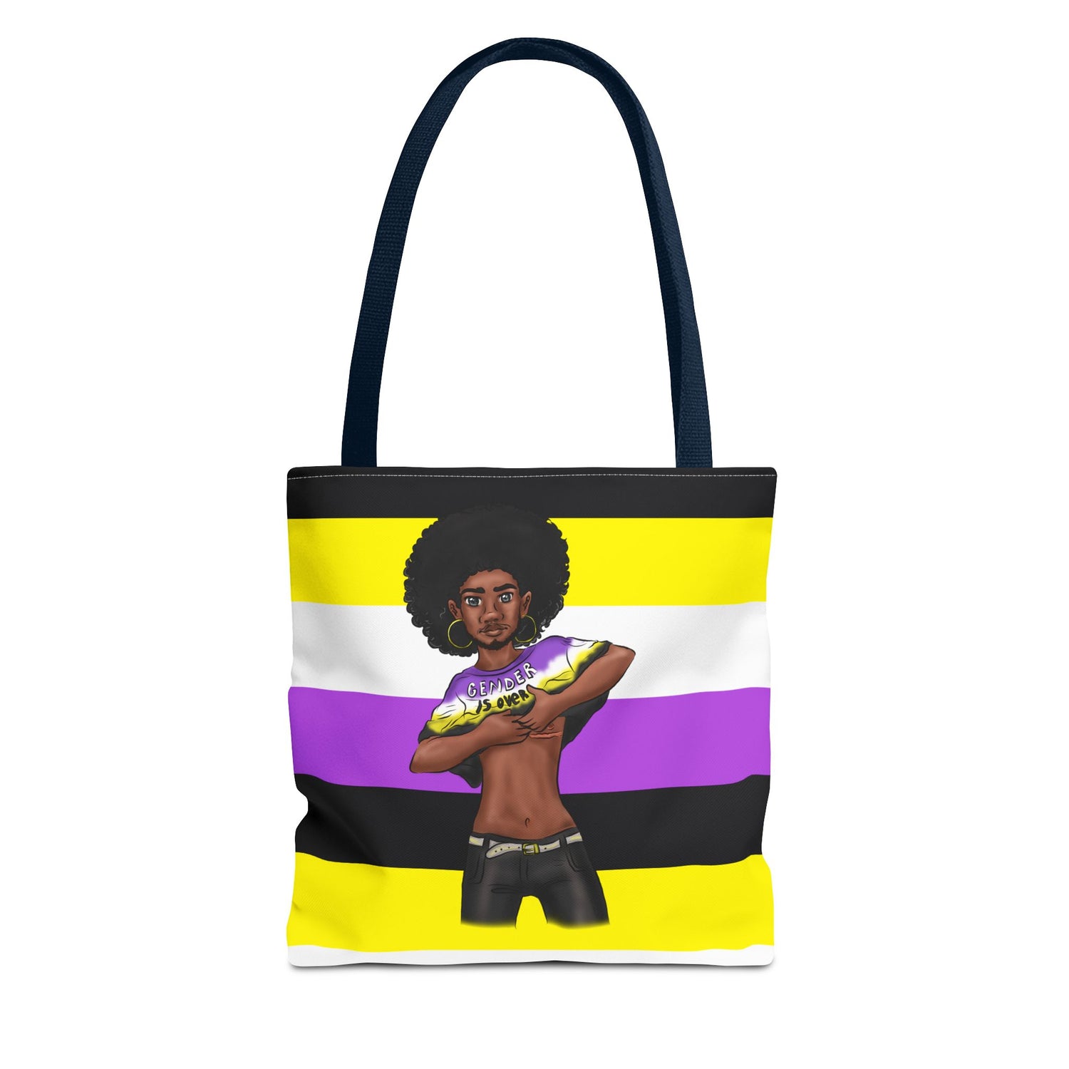 Nonbinary Pride Tote Bag – “Gender Is Over” Art, Durable Polyester, Multiple Sizes | Inclusive LGBTQIA+ Accessory | Voce Lindx