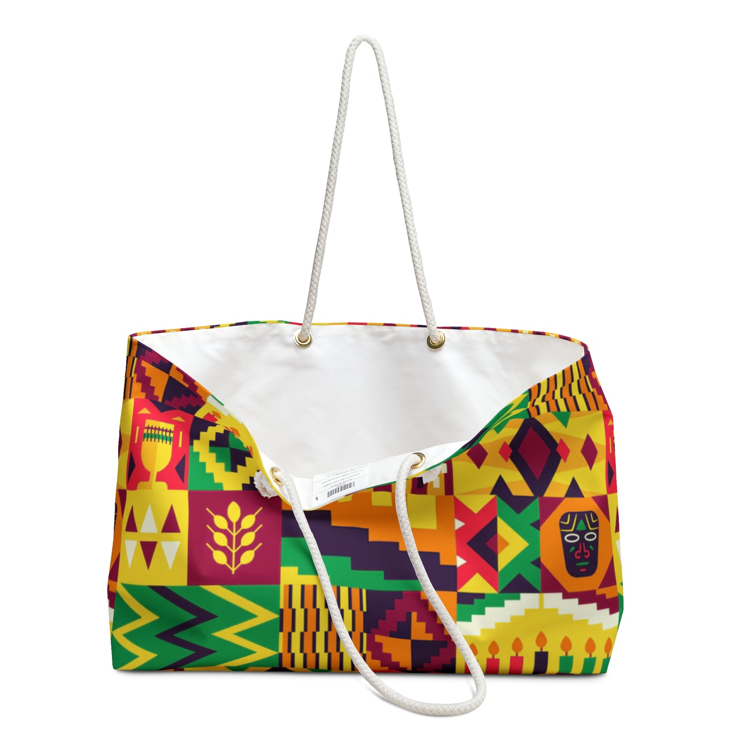 African-Inspired Weekender Bag – Oversized, Durable Polyester, Rope Handles | Travel Tote | Voce Lindx