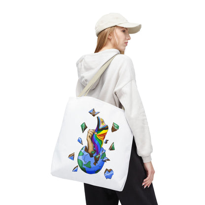 Progress Pride Flag Tote Bag – Breaking Barriers Art, Durable Polyester, Multiple Sizes | Inclusive LGBTQIA+ Accessory | Voce Lindx
