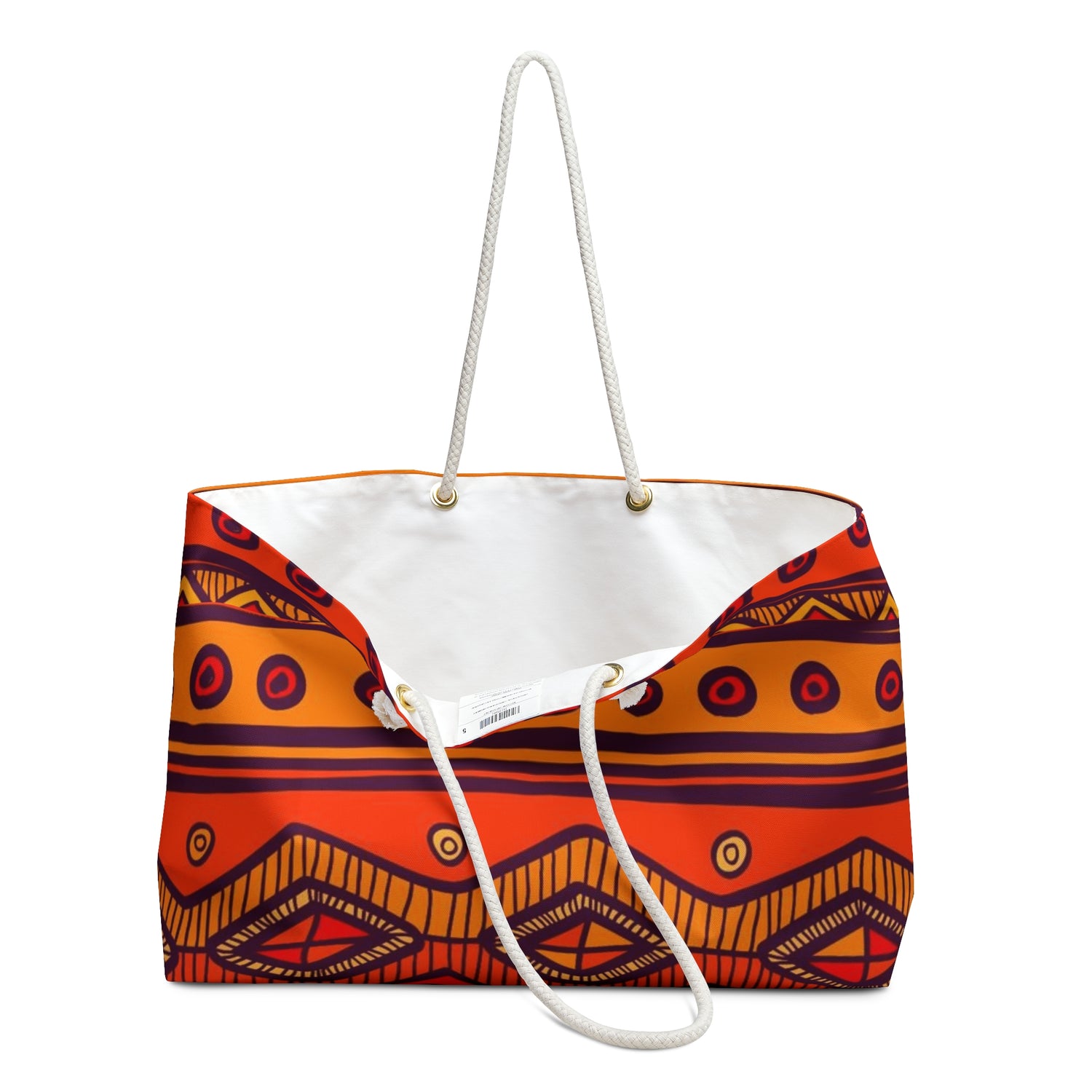 Orange &amp; Yellow African-Inspired Weekender Bag – Oversized, Durable Polyester, Rope Handles | Inclusive Travel Tote | Voce Lindx