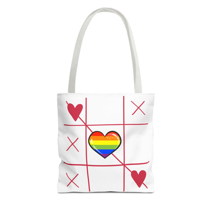 Rainbow Love Tote Bag – Tic Tac Toe Heart, Durable Polyester, Multiple Sizes | Inclusive LGBTQIA+ Accessory | Voce Lindx