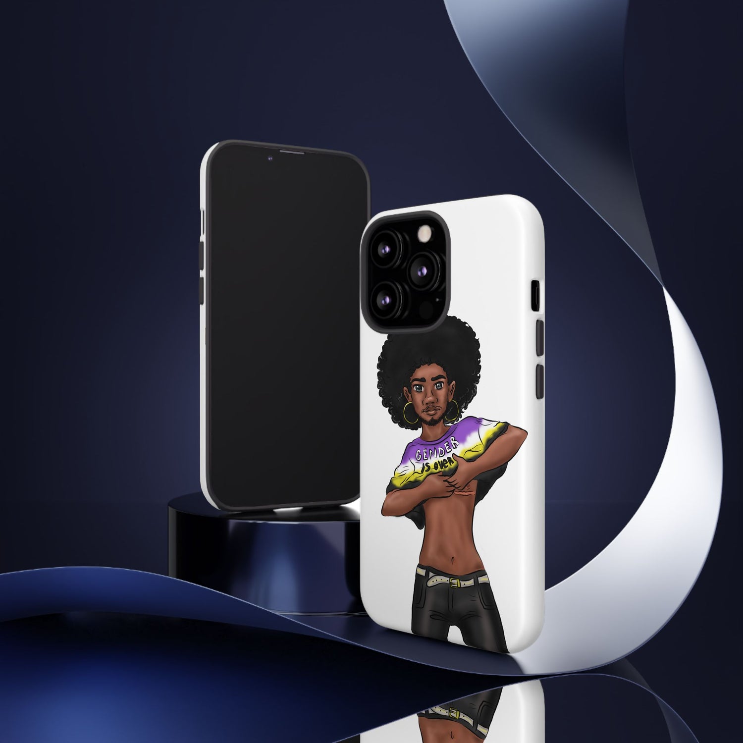 Gender Is Over Tough Phone Case – Gender-Free, Black Representation Art, Dual Layer Protection | Voce Lindx