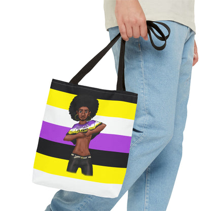 Nonbinary Pride Tote Bag – “Gender Is Over” Art, Durable Polyester, Multiple Sizes | Inclusive LGBTQIA+ Accessory | Voce Lindx