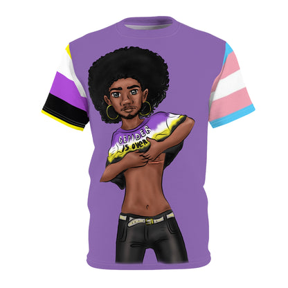 Gender Is Over Gender-Free Pride Tee – Trans &amp; Nonbinary Flag Sleeves, Soft Microfiber, Inclusive LGBTQIA+ Fashion | Voce Lindx