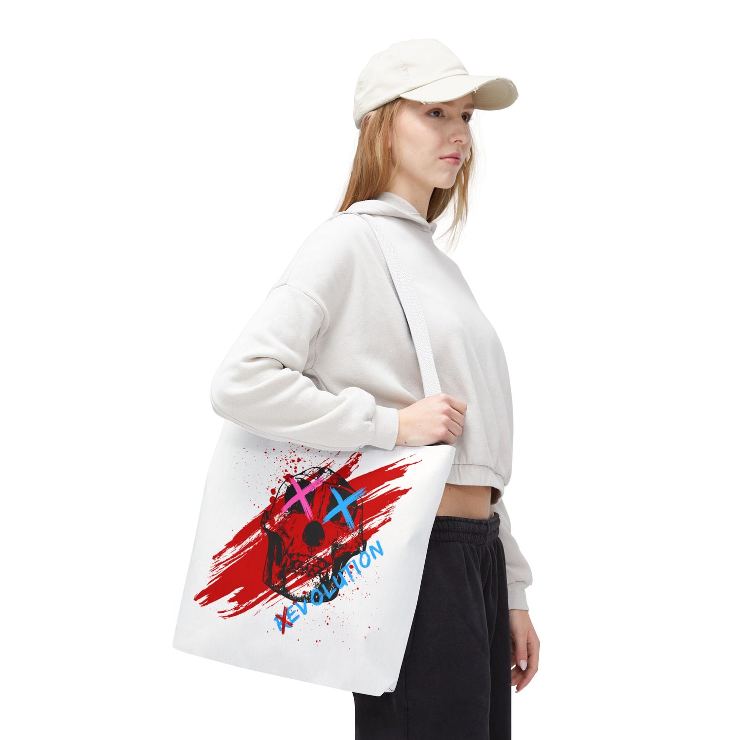 X Revolution Tote Bag – Gender-Free, Skull Art, Durable Polyester, Multiple Sizes | Inclusive LGBTQIA+ Accessory | Voce Lindx