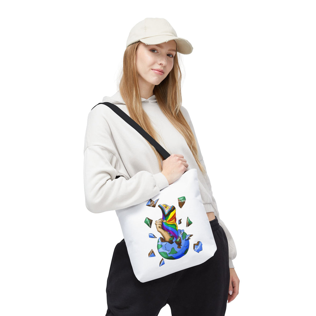 Progress Pride Flag Tote Bag – Breaking Barriers Art, Durable Polyester, Multiple Sizes | Inclusive LGBTQIA+ Accessory | Voce Lindx