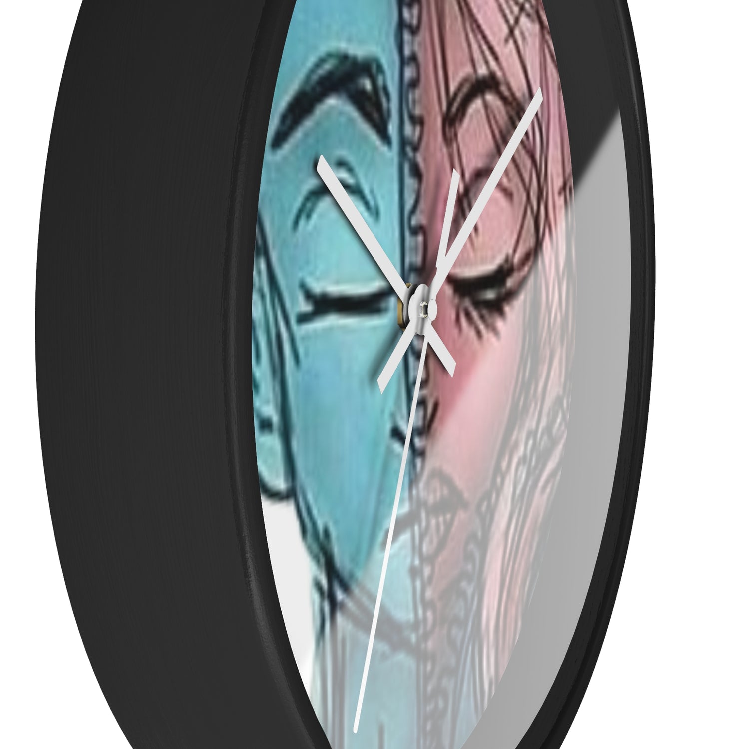 VOCE LINDX Wall Clock – Gender Expression Split Face Art – Silent Mechanism – Decorative Indoor Timepiece