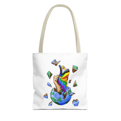 Progress Pride Flag Tote Bag – Breaking Barriers Art, Durable Polyester, Multiple Sizes | Inclusive LGBTQIA+ Accessory | Voce Lindx