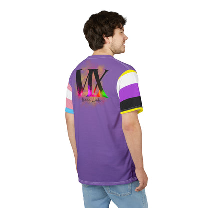 HE Gender-Free Pride Tee – Trans &amp; Nonbinary Flag Sleeves, Inclusive LGBTQIA+ Fashion | Voce Lindx