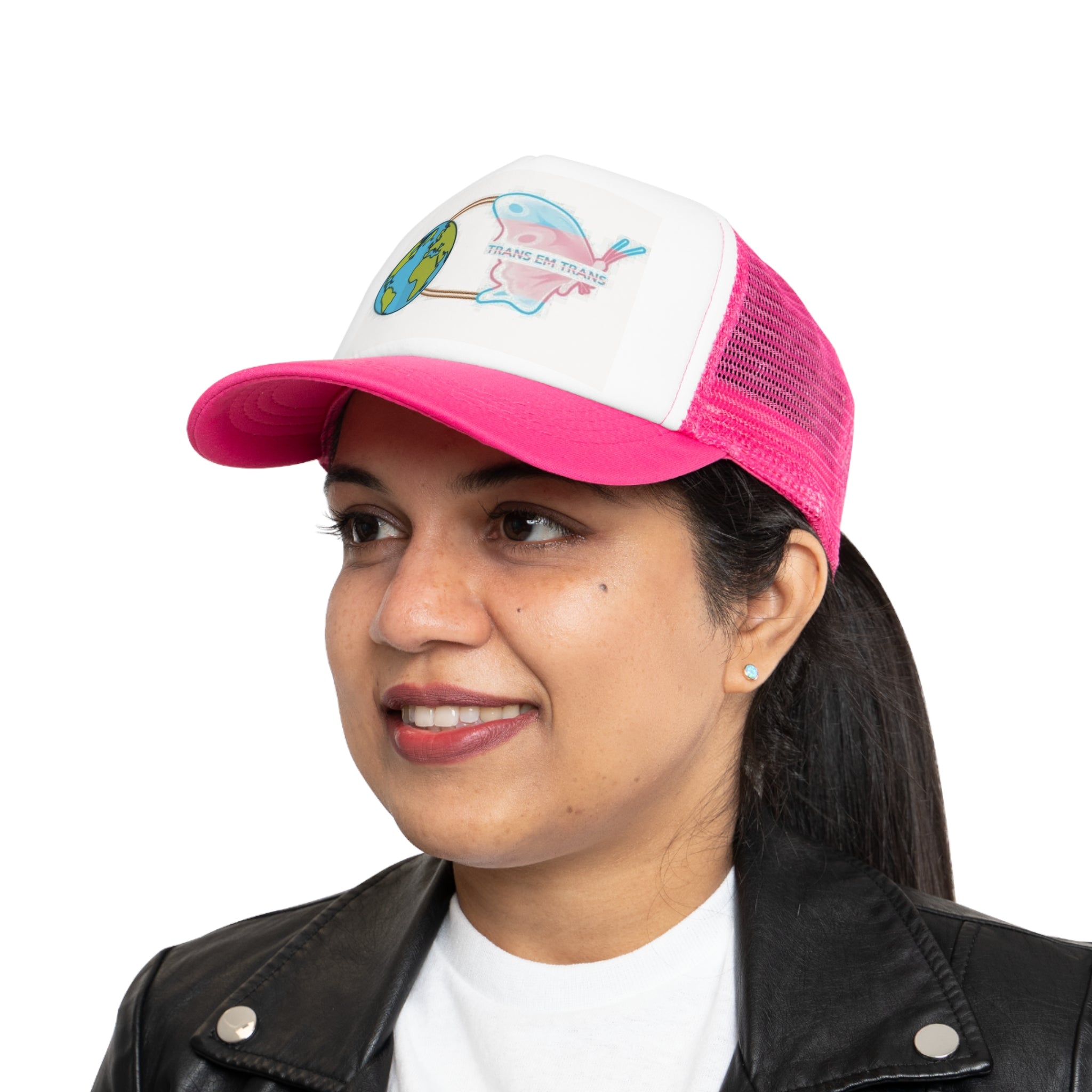 Trans Em Trans Mesh Cap – Gender-Free, Adjustable, Inclusive Pride Hat | Voce Lindx