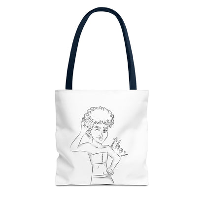 They Pronoun Tote Bag – Gender-Free, Black Line Art, Durable Polyester, Multiple Sizes | Inclusive LGBTQIA+ Accessory | Voce Lindx