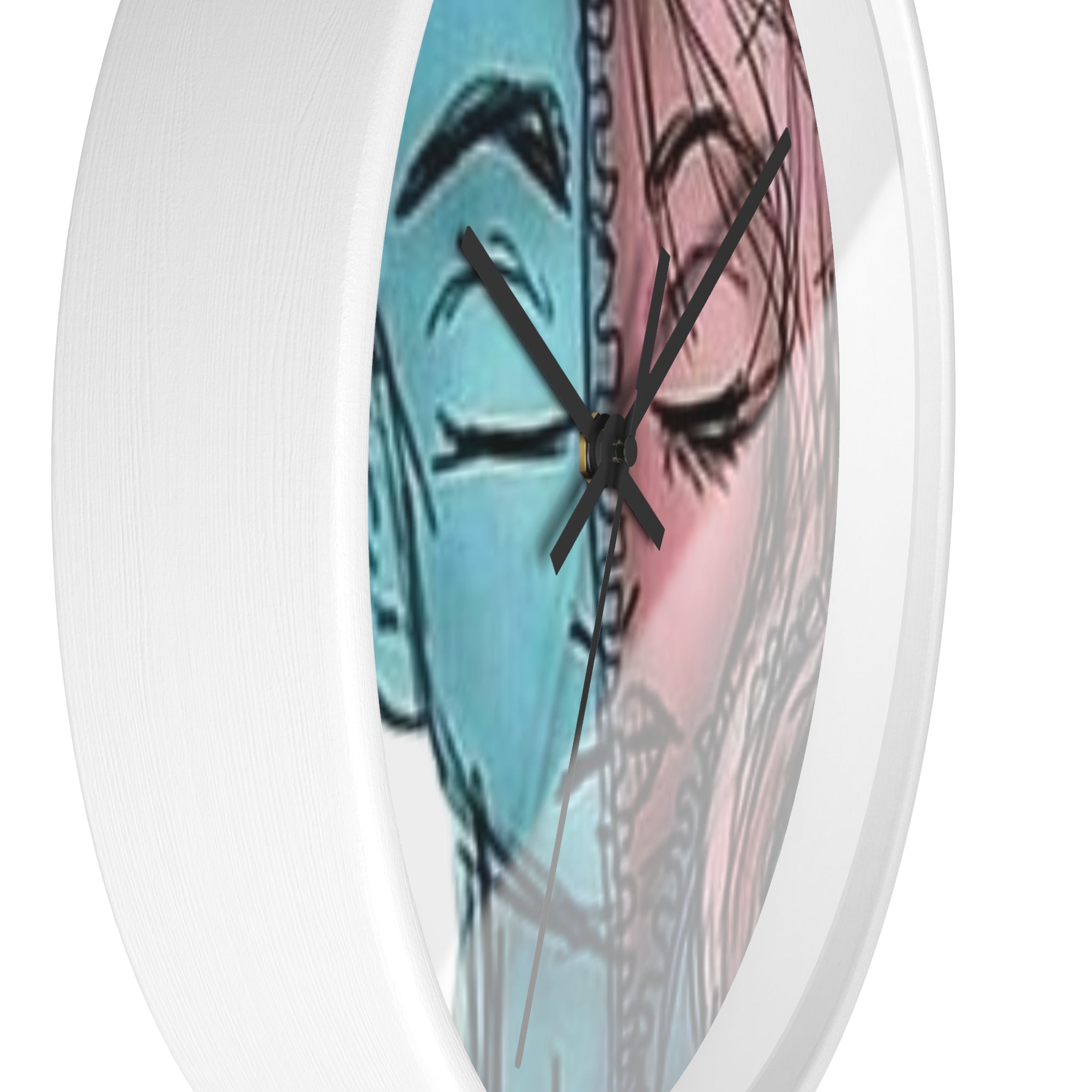 VOCE LINDX Wall Clock – Gender Expression Split Face Art – Silent Mechanism – Decorative Indoor Timepiece