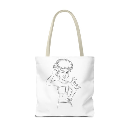 They Pronoun Tote Bag – Gender-Free, Black Line Art, Durable Polyester, Multiple Sizes | Inclusive LGBTQIA+ Accessory | Voce Lindx